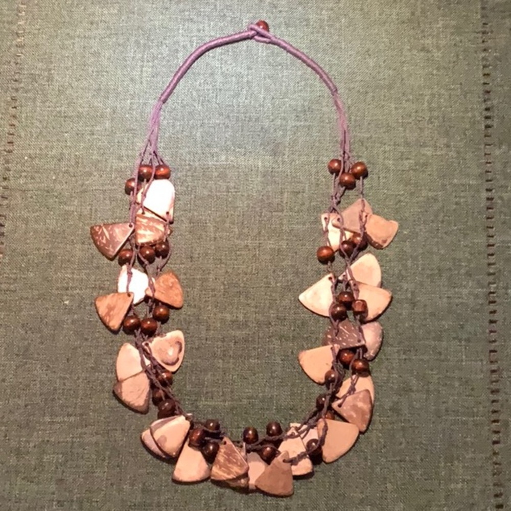 Pretty Lightweight Wood Beaded Necklace